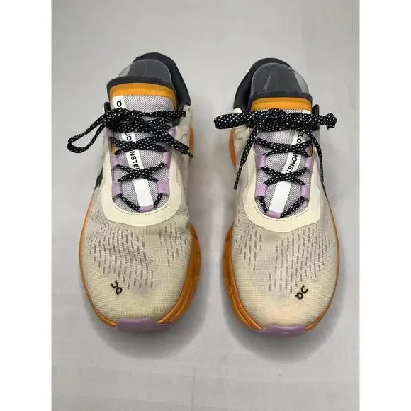 Women's ON CLOUDMONSTER Size 8.5 Fawn Turmeric Orange White Running Shoes P152 - Picture 2 of 14